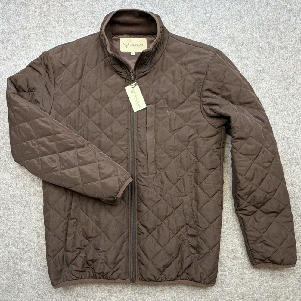 Wildgame Collective Men's Bomber Jacket Brown Small Quilted Full Zip Embroidered